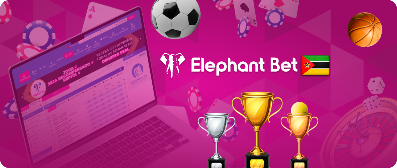 A plataforma Elephant Bet Mozambique, fiável e popular, para apostas e casino, com um bónus de boas-vindas de 300%